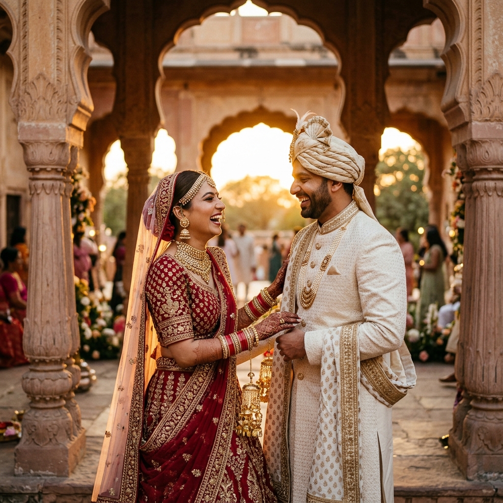 Desi couple editorial portrait